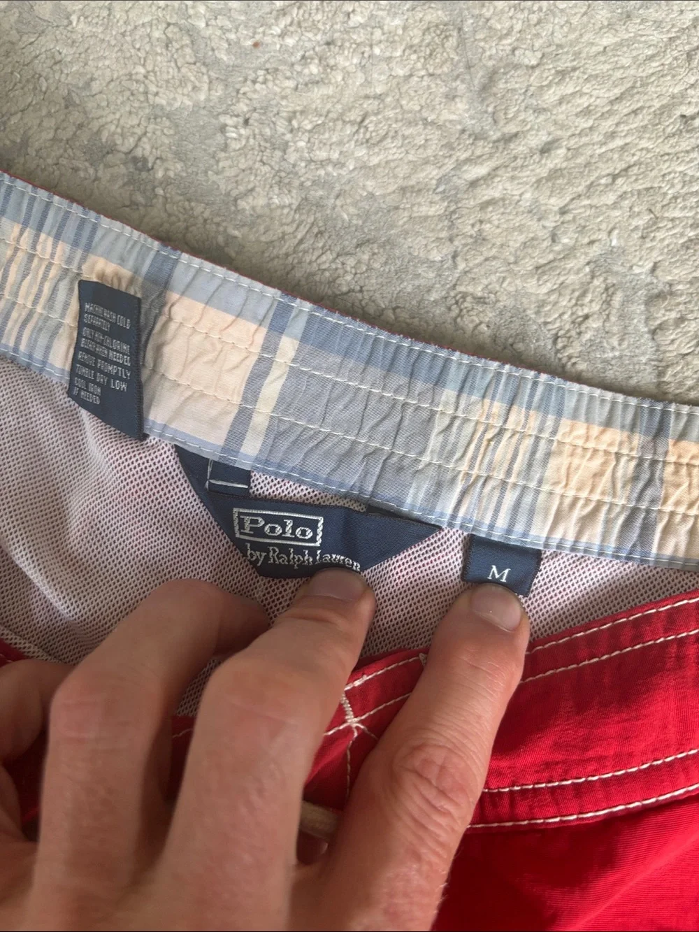 Ralph Lauren Red Men's Swim Board Shorts with Side Cargo Pocket